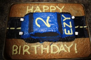 Blue Race Car Cake