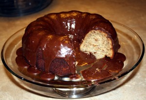 Banana Bundt Cake with mocha icing