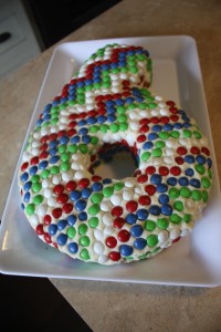 And here is the coolest every chevron smartie six cake!