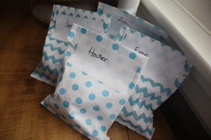 And to cap it all off: polka dot and chevron loot bags!