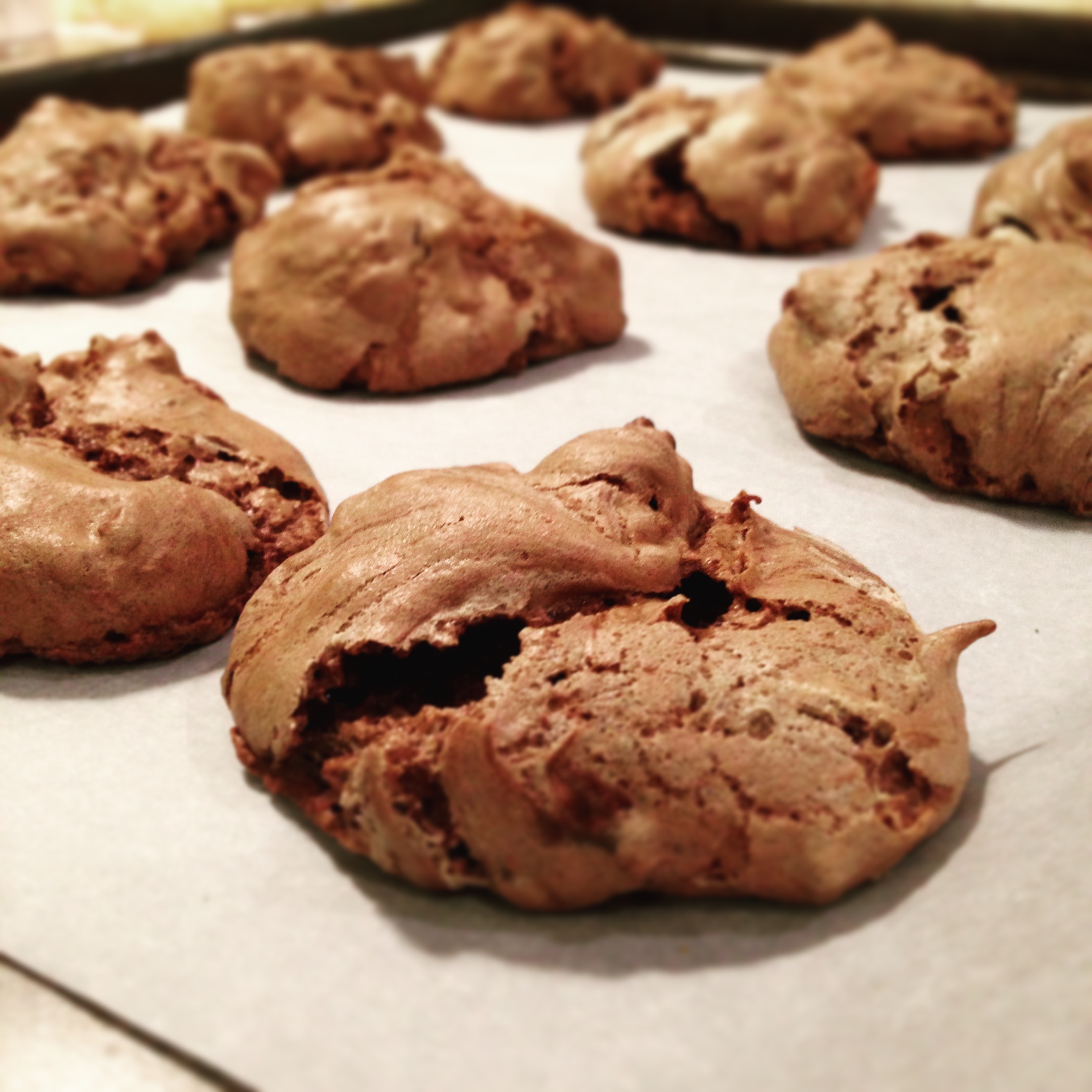 Chocolate walnut meringues