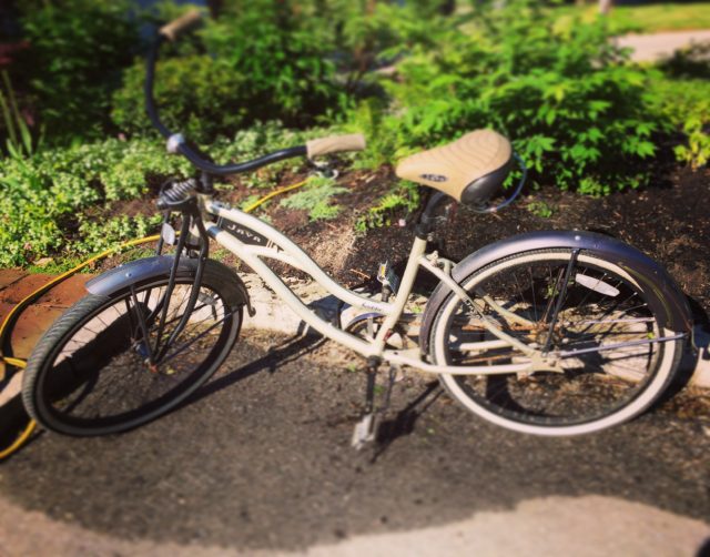 My retro bicycle with white wall tires.